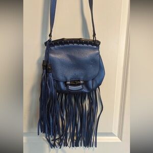 Like New Gucci Nouveau Fringe Pebbled Leather Crossbody Bag